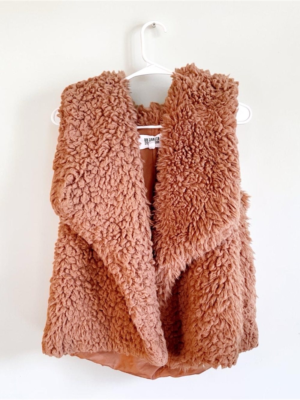 BB Dakota by Steve Madden Shaggy Faux Fur Vest Brown Size M Boho Y2K